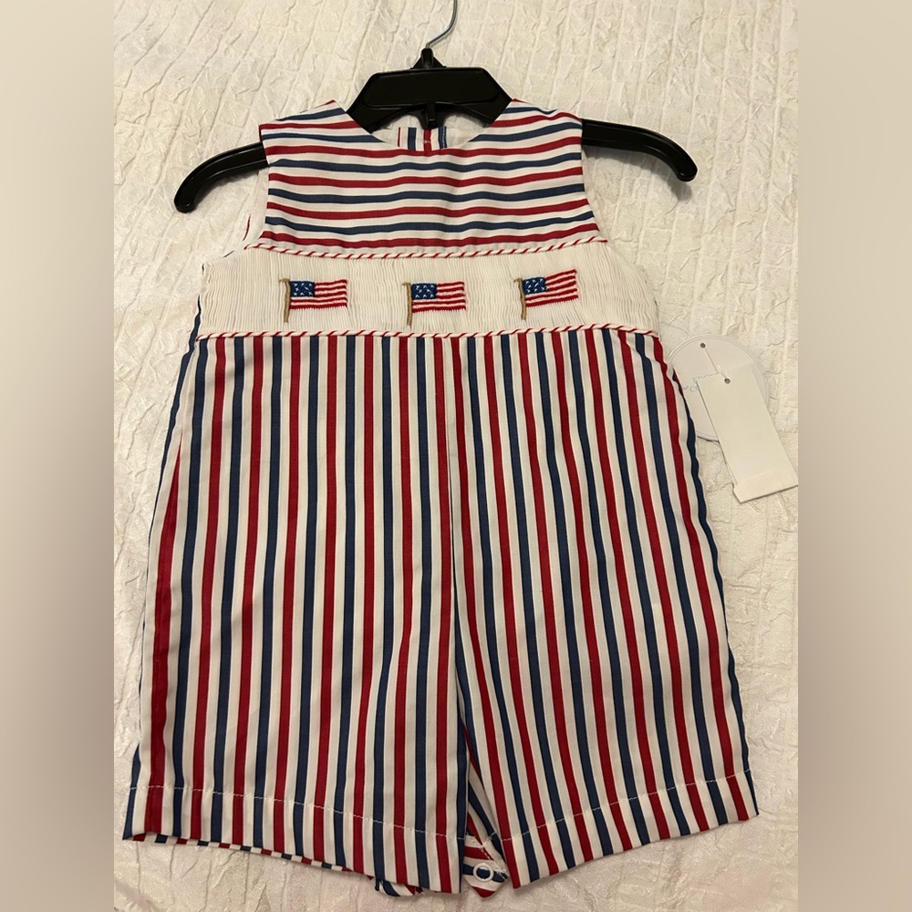 Edgehill Collection Red and White Striped Romper